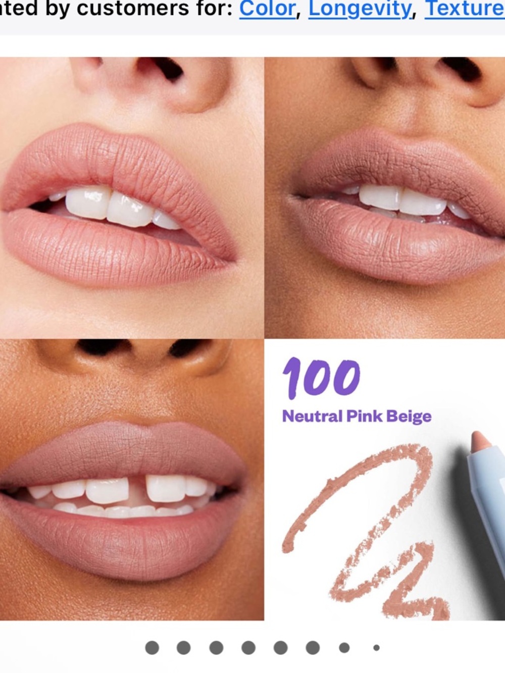 Kosas 100 Neutral Pink Beige hotliner hyaluronic acid contouring lip liner